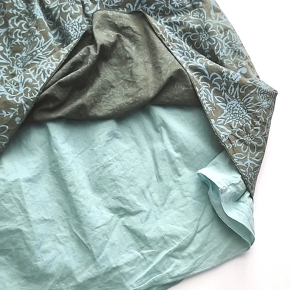 Element Skirt Blue  Floral Print Taupe Lined 100% Cotton Lightweight Size Large - Picture 5 of 11